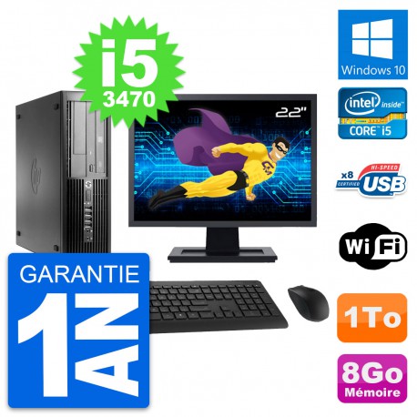 PC HP Pro 4300 SFF Ecran 22" Intel i5-3470 RAM 8Go Disque 1To Windows 10 Wifi