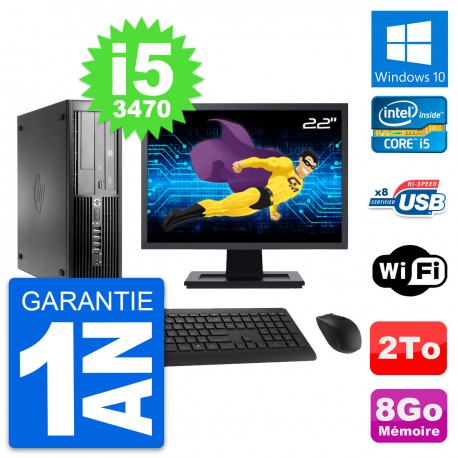 PC HP Pro 4300 SFF Ecran 22" Intel i5-3470 RAM 8Go Disque 2To Windows 10 Wifi