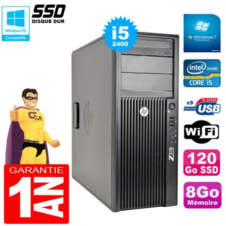 PC Tour HP WorkStation Z210 I5-2400 RAM 8Go Disque 120Go SSD Graveur DVD Wifi W7