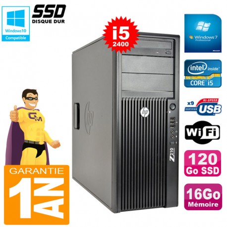PC Tour HP WorkStation Z210 I5-2400 RAM 16Go Disque 120Go SSD Graveur DVD Wifi W7