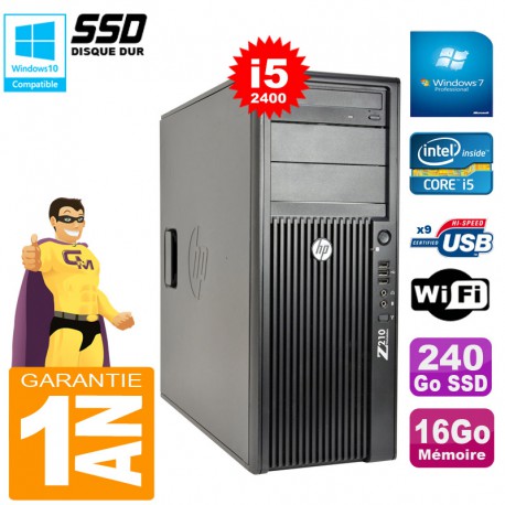 PC Tour HP WorkStation Z210 I5-2400 RAM 16Go Disque 240Go SSD Graveur DVD Wifi W7