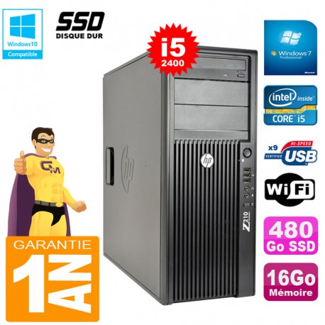 PC Tour HP WorkStation Z210 I5-2400 RAM 16Go Disque 480Go SSD Graveur DVD Wifi W7