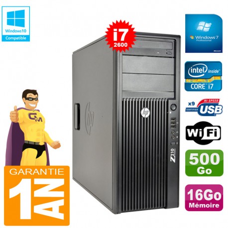 PC Tour HP WorkStation Z210 I7-2600 RAM 16Go Disque 500Go Graveur DVD Wifi W7