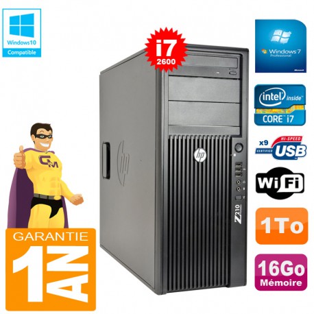 PC Tour HP WorkStation Z210 I7-2600 RAM 16Go Disque 1To Graveur DVD Wifi W7
