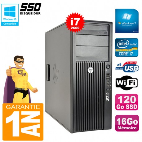 PC Tour HP WorkStation Z210 I7-2600 RAM 16Go Disque 120Go SSD Graveur DVD Wifi W7