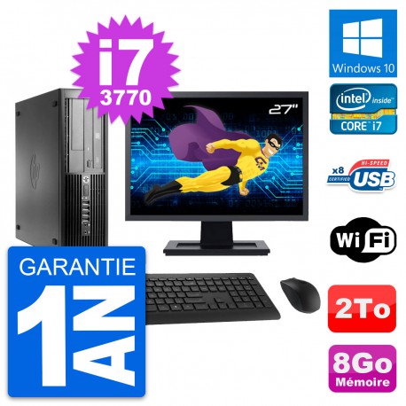 PC HP Pro 4300 SFF Ecran 27" Intel i7-3770 RAM 8Go Disque 2To Windows 10 Wifi