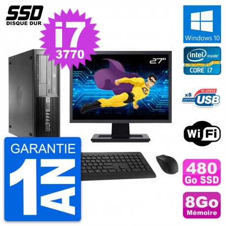 PC HP Pro 4300 SFF Ecran 27" Intel i7-3770 RAM 8Go SSD 480Go Windows 10 Wifi