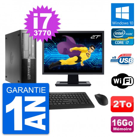 PC HP Pro 4300 SFF Ecran 27" Intel i7-3770 RAM 16Go Disque 2To Windows 10 Wifi