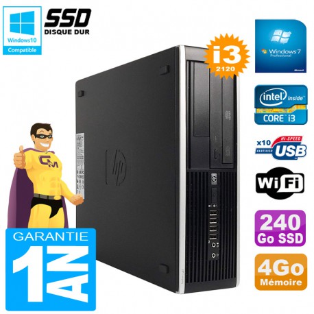 PC HP Compaq Pro 6300 SFF I3-2120 RAM 4Go Disque 240Go SSD Graveur DVD Wifi W7