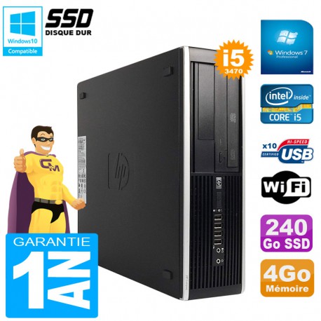 PC HP Compaq Pro 6300 SFF I5-3470 RAM 4Go Disque 240Go SSD Graveur DVD Wifi W7