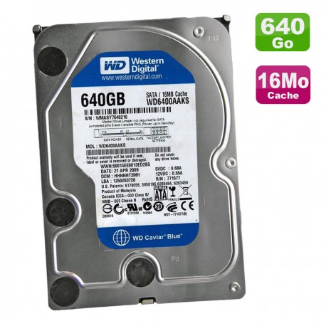 Disque Dur 640Go SATA 3.5" WD Caviar Blue WD6400AAKS-65A7B0 HP 5189-2868 16Mo