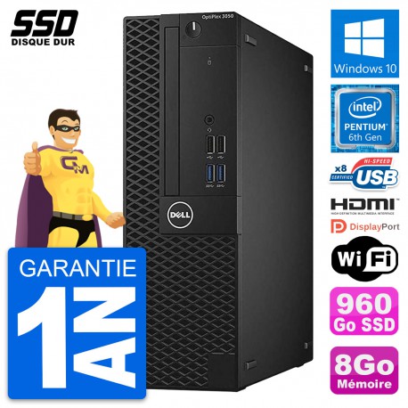 PC Dell OptiPlex 3050 SFF Pentium G4400 RAM 8Go SSD 960Go HDMI Windows 10 Wifi