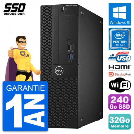 PC Dell OptiPlex 3050 SFF Intel G4400 RAM 32Go SSD 240Go HDMI Windows 10 Wifi