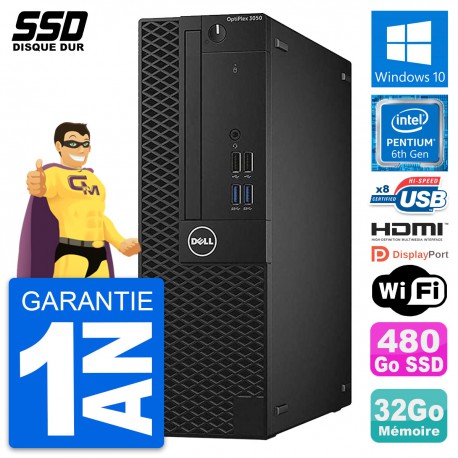 PC Dell OptiPlex 3050 SFF Intel G4400 RAM 32Go SSD 480Go HDMI Windows 10 Wifi