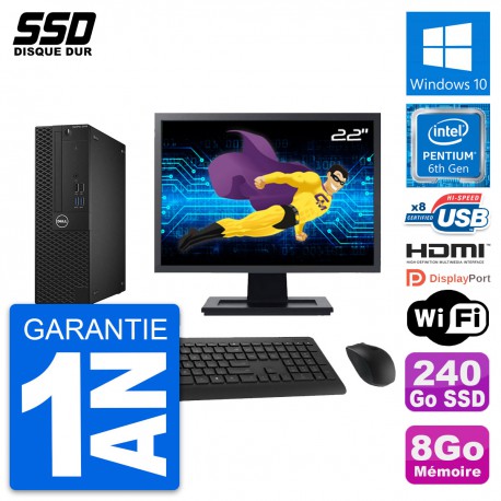 PC Dell 3050 SFF Ecran 22" Intel G4400 RAM 8Go SSD 240Go HDMI Windows 10 Wifi