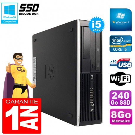 PC HP Compaq Pro 6300 SFF I5-3470 RAM 8Go Disque 240Go SSD Graveur DVD Wifi W7