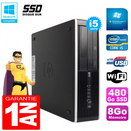 PC HP Compaq Pro 6300 SFF I5-3470 RAM 8Go Disque 480Go SSD Graveur DVD Wifi W7