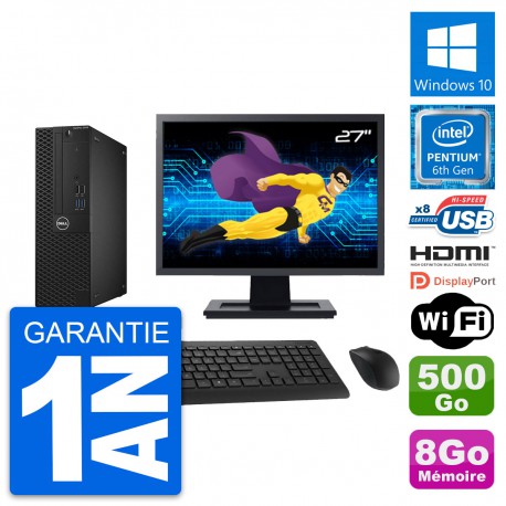 PC Dell 3050 SFF Ecran 27" G4400 RAM 8Go Disque Dur 500Go HDMI Windows 10 Wifi