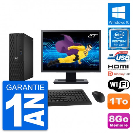 PC Dell 3050 SFF Ecran 27" Intel G4400 RAM 8Go Disque 1To HDMI Windows 10 Wifi