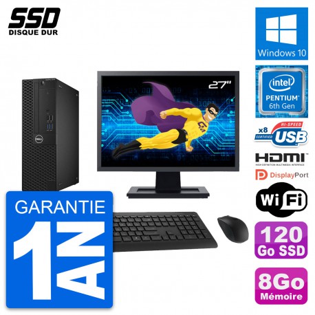 PC Dell 3050 SFF Ecran 27" Intel G4400 RAM 8Go SSD 120Go HDMI Windows 10 Wifi