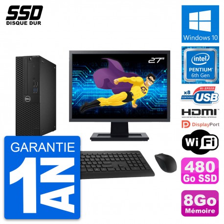 PC Dell 3050 SFF Ecran 27" Intel G4400 RAM 8Go SSD 480Go HDMI Windows 10 Wifi
