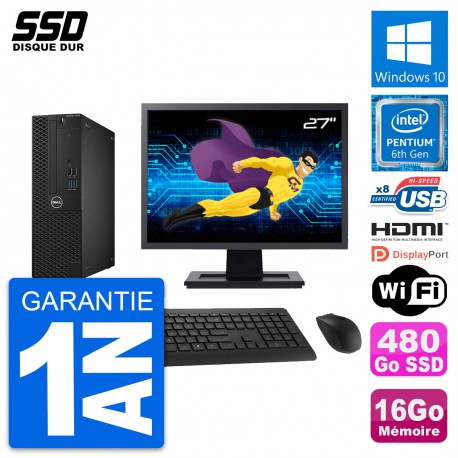 PC Dell 3050 SFF Ecran 27" Intel G4400 RAM 16Go SSD 480Go HDMI Windows 10 Wifi