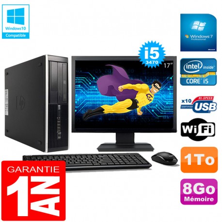 PC HP Compaq Pro 6300 SFF I5-3470 8Go 1To Graveur DVD Wifi W7 Ecran 17"