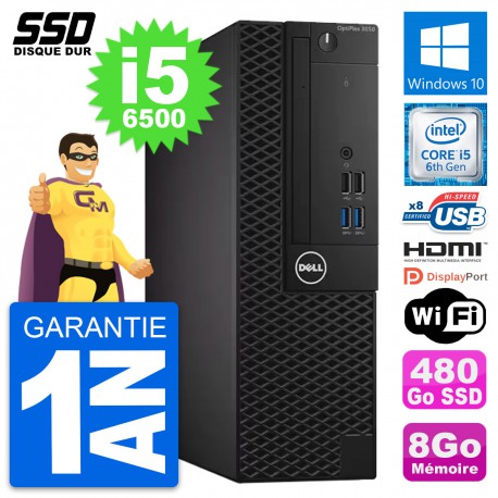 PC Dell OptiPlex 3050 SFF Core i5-6500 RAM 8Go SSD 480Go HDMI Windows 10 Wifi