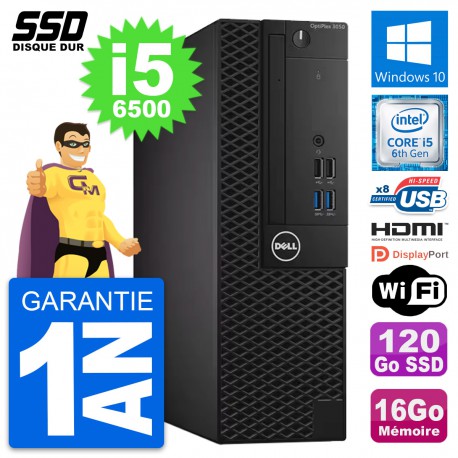 PC Dell OptiPlex 3050 SFF Intel i5-6500 RAM 16Go SSD 120Go HDMI Windows 10 Wifi