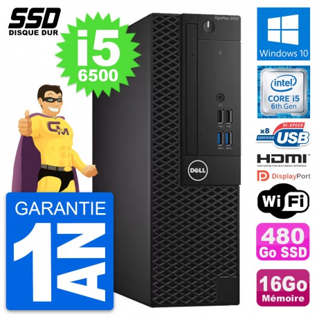 PC Dell OptiPlex 3050 SFF Intel i5-6500 RAM 16Go SSD 480Go HDMI Windows 10 Wifi