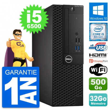 PC Dell OptiPlex 3050 SFF i5-6500 RAM 32Go Disque Dur 500Go HDMI Windows 10 Wifi
