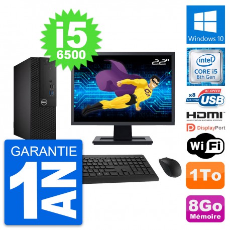 PC Dell 3050 SFF Ecran 22" Intel i5-6500 RAM 8Go Disque 1To HDMI Windows 10 Wifi