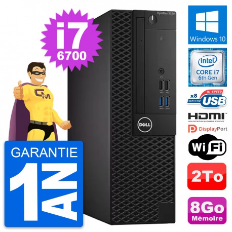 PC Dell OptiPlex 3050 SFF Intel i7-6700 RAM 8Go Disque 2To HDMI Windows 10 Wifi