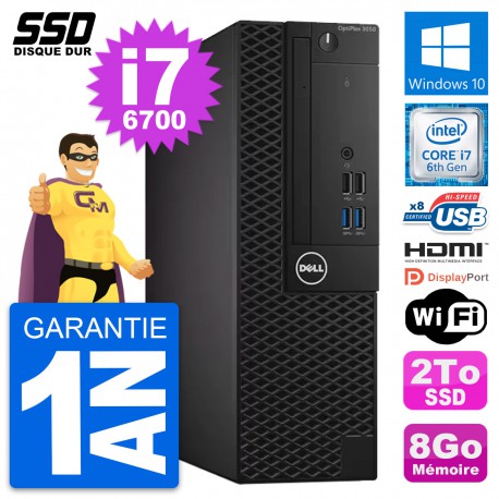 PC Dell OptiPlex 3050 SFF Intel i7-6700 RAM 8Go SSD 2To HDMI Windows 10 Wifi