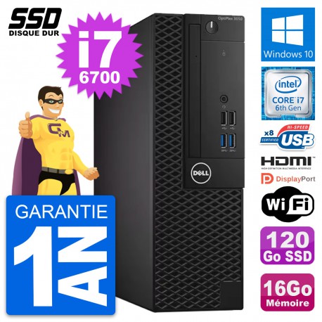 PC Dell OptiPlex 3050 SFF Intel i7-6700 RAM 16Go SSD 120Go HDMI Windows 10 Wifi