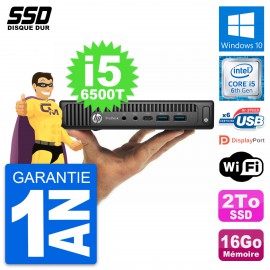 Ultra Mini PC HP 600 G2 DM Intel Core i5-6500T RAM 16Go SSD 2To Windows 10 Wifi