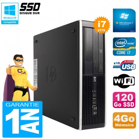 PC HP Compaq Pro 6300 SFF I7-3770 RAM 4Go Disque 120Go SSD Graveur DVD Wifi W7