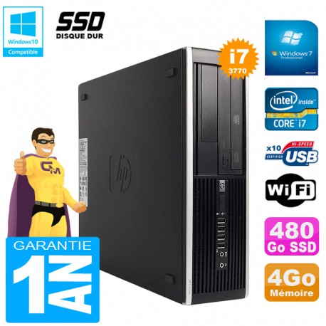 PC HP Compaq Pro 6300 SFF I7-3770 RAM 4Go Disque 480Go SSD Graveur DVD Wifi W7