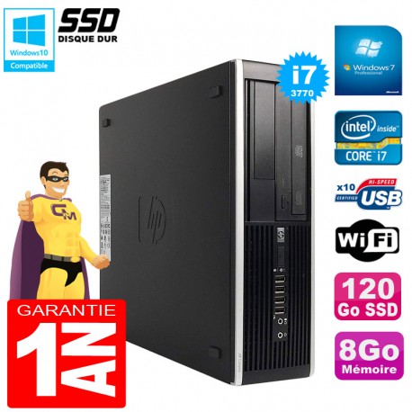 PC HP Compaq Pro 6300 SFF I7-3770 RAM 8Go Disque 120Go SSD Graveur DVD Wifi W7
