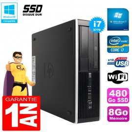 PC HP Compaq Pro 6300 SFF I7-3770 RAM 8Go Disque 480Go SSD Graveur DVD Wifi W7