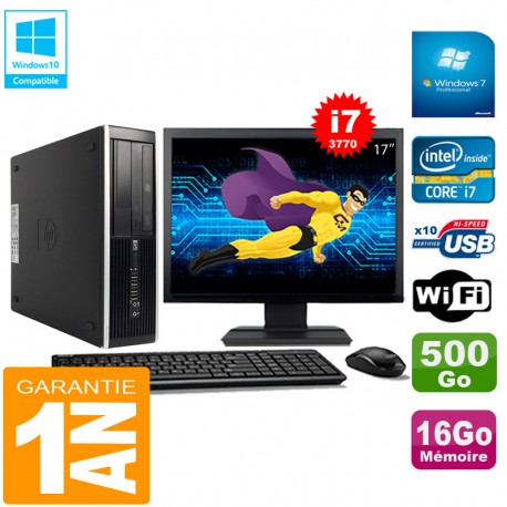 PC HP Compaq Pro 6300 SFF I7-3770 16Go 500Go Graveur DVD Wifi W7 Ecran 17"