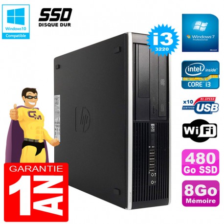 PC HP Compaq Pro 6300 SFF I3-3220 RAM 8Go Disque 480Go SSD Graveur DVD Wifi W7