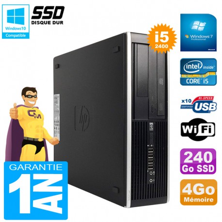 PC HP Compaq Pro 6300 SFF I5-2400 RAM 4Go Disque 240Go SSD Graveur DVD Wifi W7