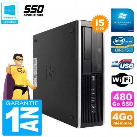 PC HP Compaq Pro 6300 SFF I5-2400 RAM 4Go Disque 480Go SSD Graveur DVD Wifi W7