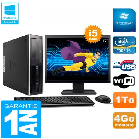 PC HP Compaq Pro 6300 SFF I5-2400 4Go 1To Graveur DVD Wifi W7 Ecran 17"
