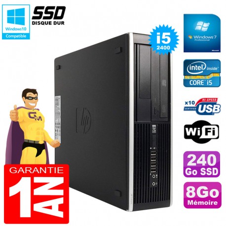 PC HP Compaq Pro 6300 SFF I5-2400 RAM 8Go Disque 240Go SSD Graveur DVD Wifi W7