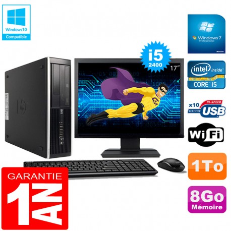 PC HP Compaq Pro 6300 SFF I5-2400 8Go 1To Graveur DVD Wifi W7 Ecran 17"