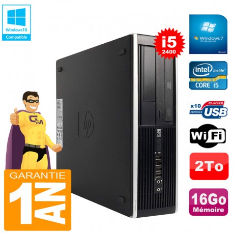 PC HP Compaq Pro 6300 SFF I5-2400 RAM 16Go Disque 2To Graveur DVD Wifi W7