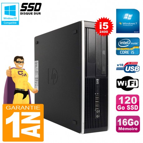 PC HP Compaq Pro 6300 SFF I5-2400 RAM 16Go Disque 120Go SSD Graveur DVD Wifi W7