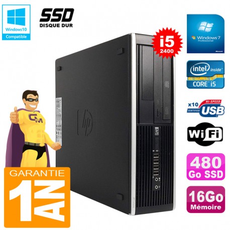 PC HP Compaq Pro 6300 SFF I5-2400 RAM 16Go Disque 480Go SSD Graveur DVD Wifi W7